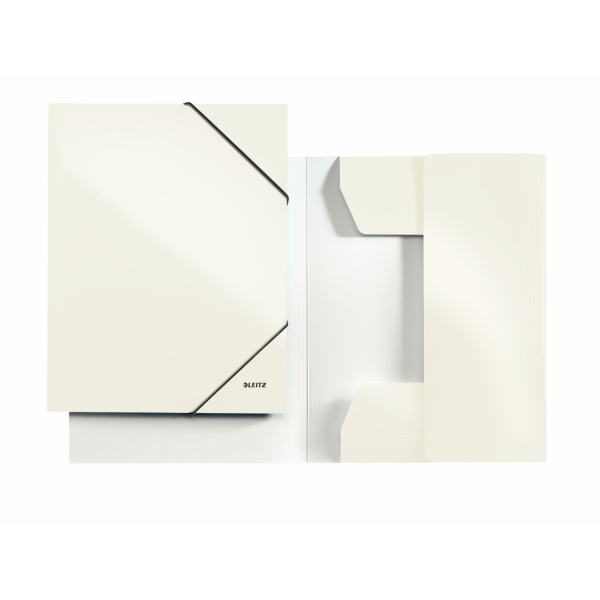 Teczka LEITZ WOW kartonowa z gumką biała perłowa