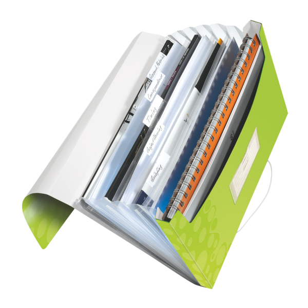 Teczka z przegródkami Leitz WOW A4 250 K 6 przegródek, Metaliczna zielona