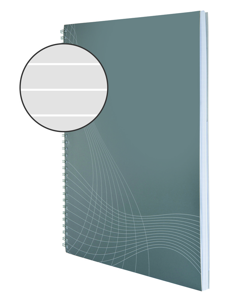 Kołonotatnik Notizio; oprawa kartonowa; jasnoszary linie; 80 kartek; linijka do