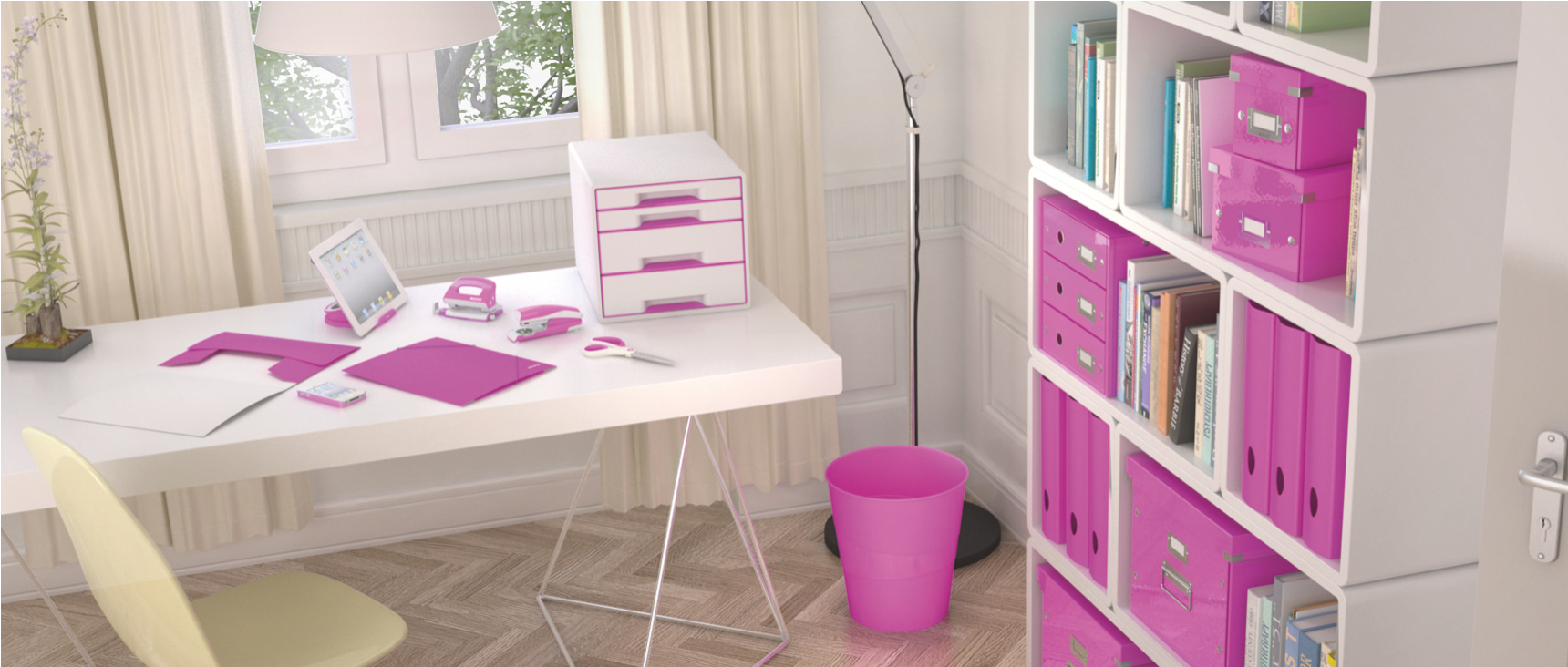 Półka na dokumenty LEITZ Plus, metaliczny różowy WOW