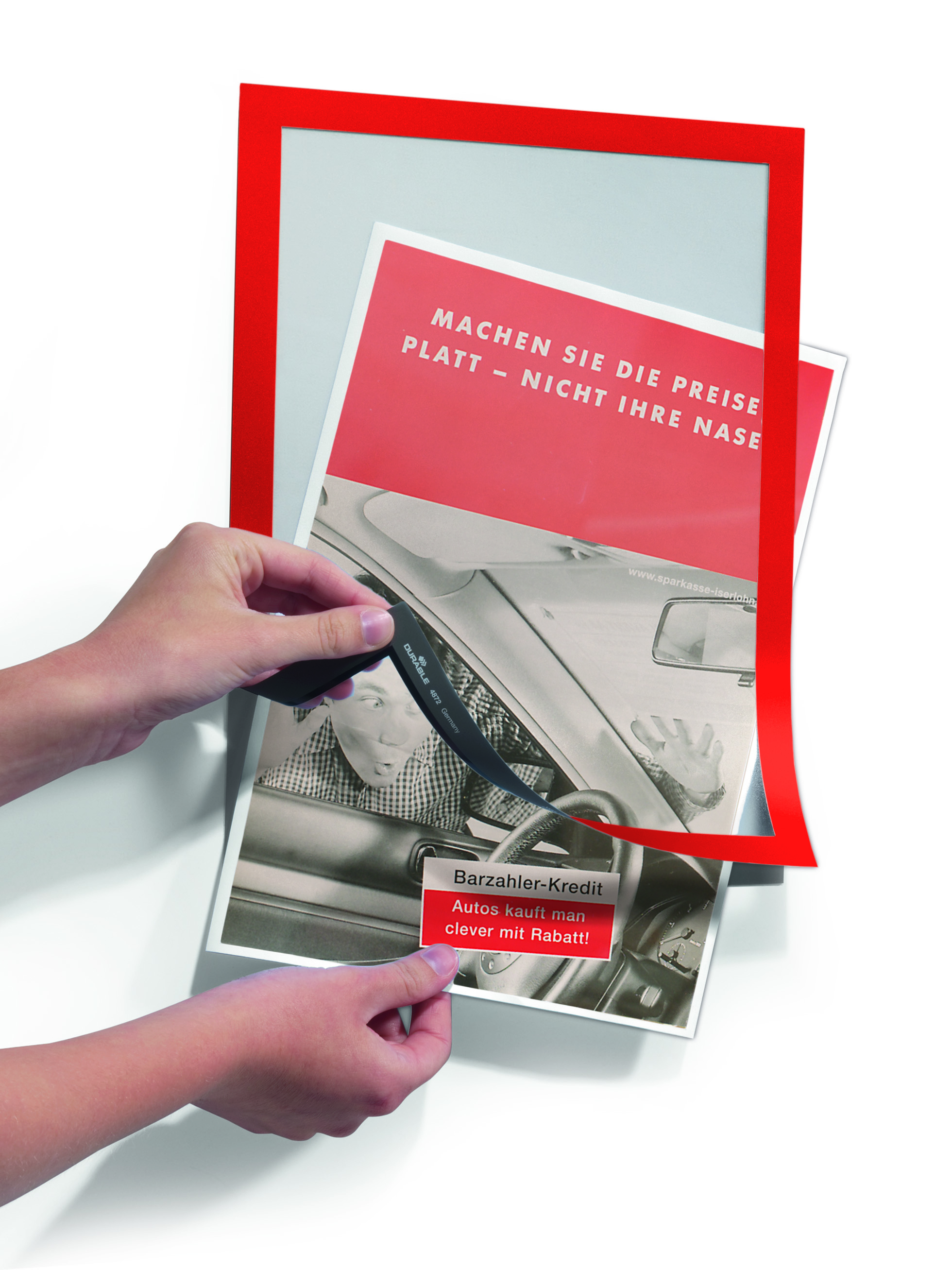 Ramka MAGAFRAME A4 - samoprzylepna magnetyczna , czerwona Durable