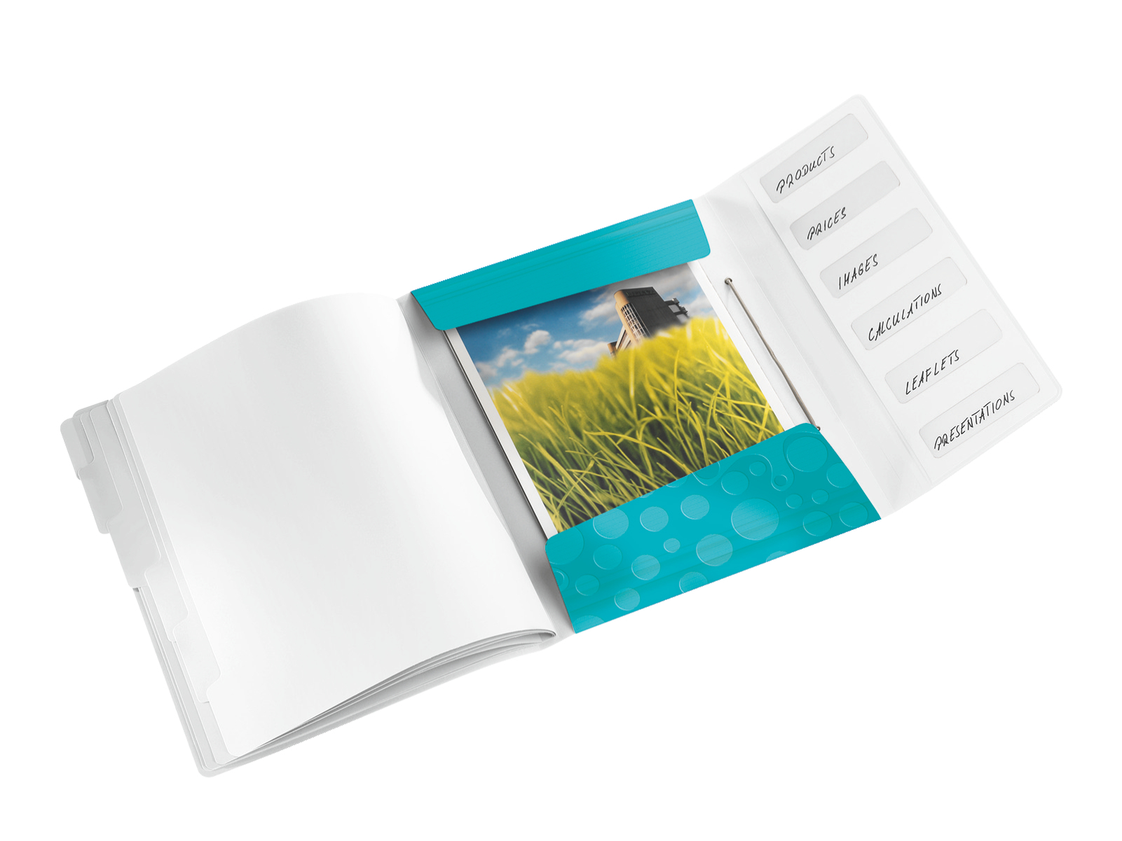 Teczka segregująca Leitz WOW, 6 przekładek 200k A4 Metaliczna turkusowa