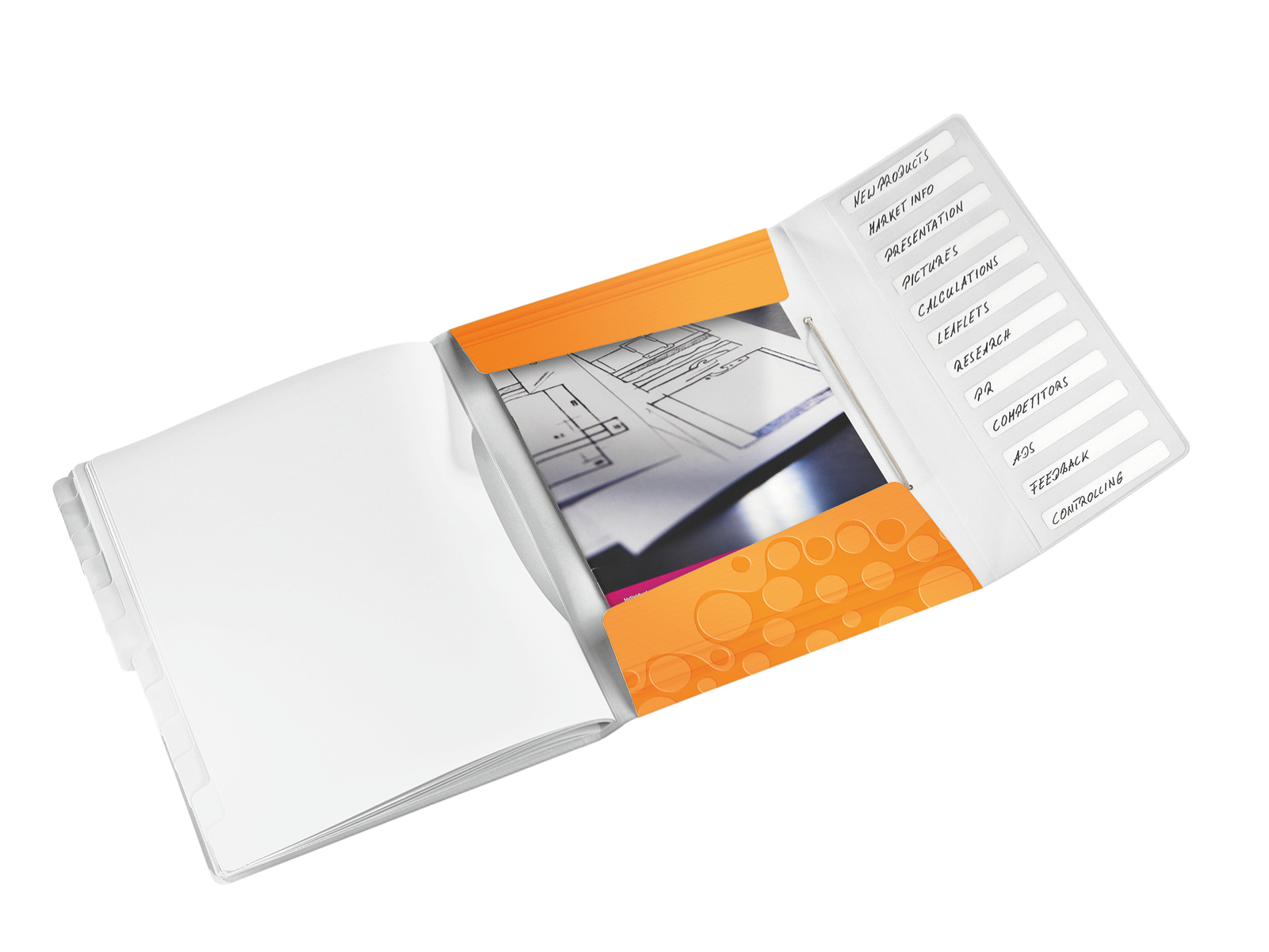 Teczka segregująca Leitz WOW, 12 przekładek 200k A4 Metaliczna pomańcz.