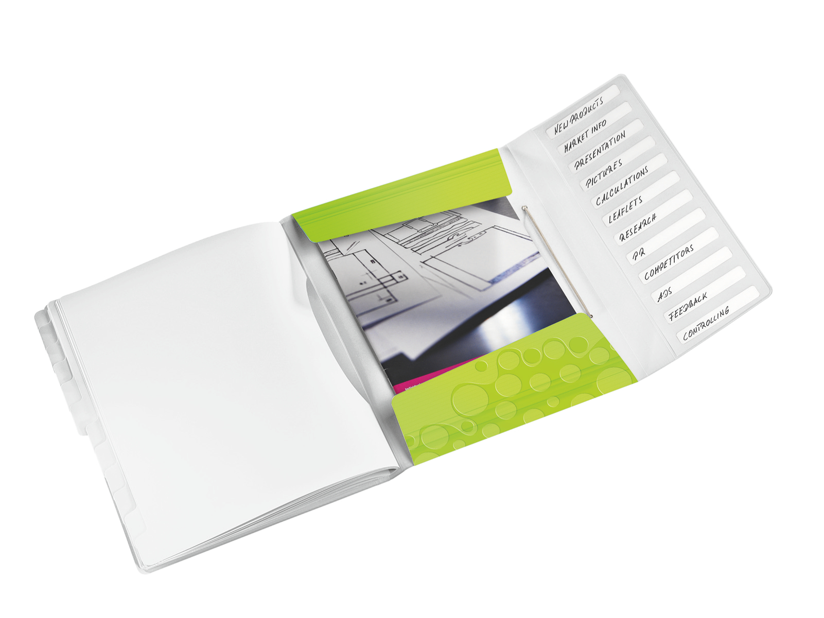 Teczka segregująca Leitz WOW, 12 przekładek 200k A4 Metaliczna zielona