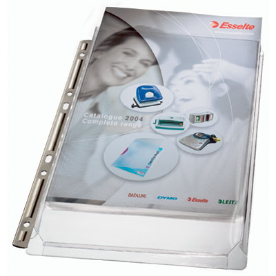 Koszulki groszkowe na katalogi A4 LEITZ, z metalową krawędzią, 170 mic.