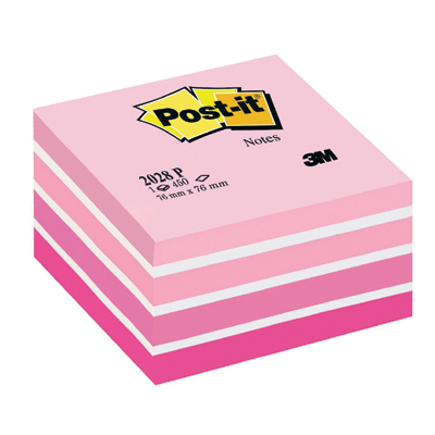 Bloczki samoprzylepne 3M POST-IT® 2028-P 76x76 różowy 450 kartek