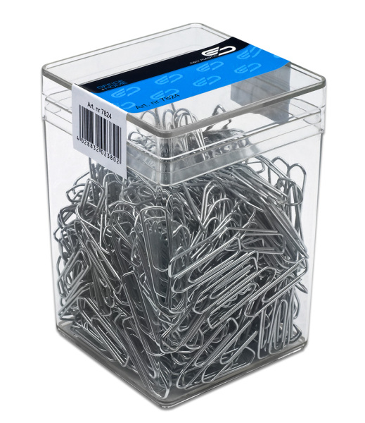 Spinacz metal 32 mm (300) 6043 E&D PLASTIC plastikowe pudełko