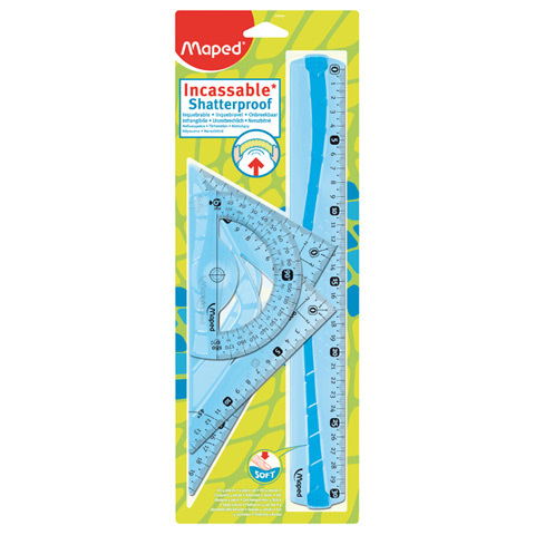 Komplet geometryczny duży MAPED z niełamliwą linijką FLEX 30 cm
