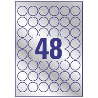 Etykiety znamionowe, srebrne Avery Zweckform, przekątna 30, 20 ark.