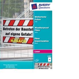 Etykiety/folia ZWECKFORM Avery 3487 A4 100 ark powlekana biała bez podkładu