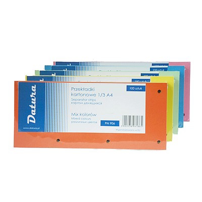 Przekładki kartonowe -Separator 1/3 A4 DATURA różowe 100 sztuk