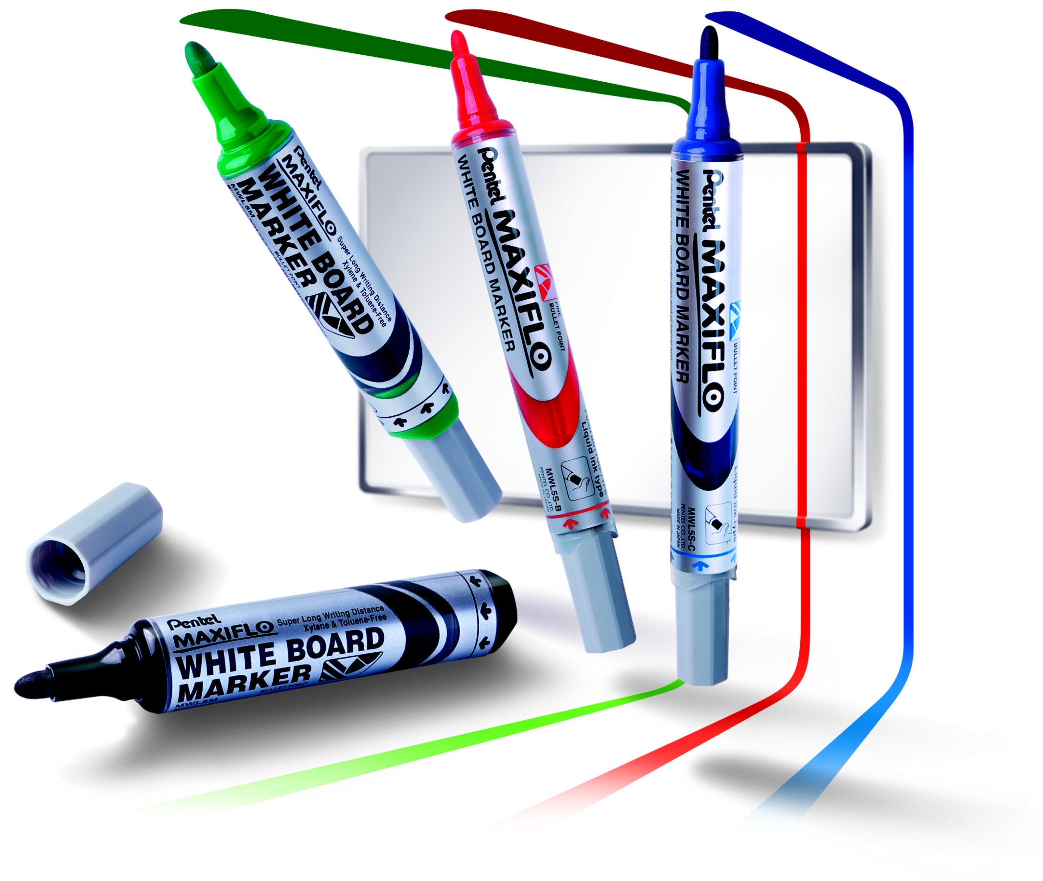 Marker suchościeralny PENTEL MAXIFLO z tłoczkiem okrągły 4 mm, zielony