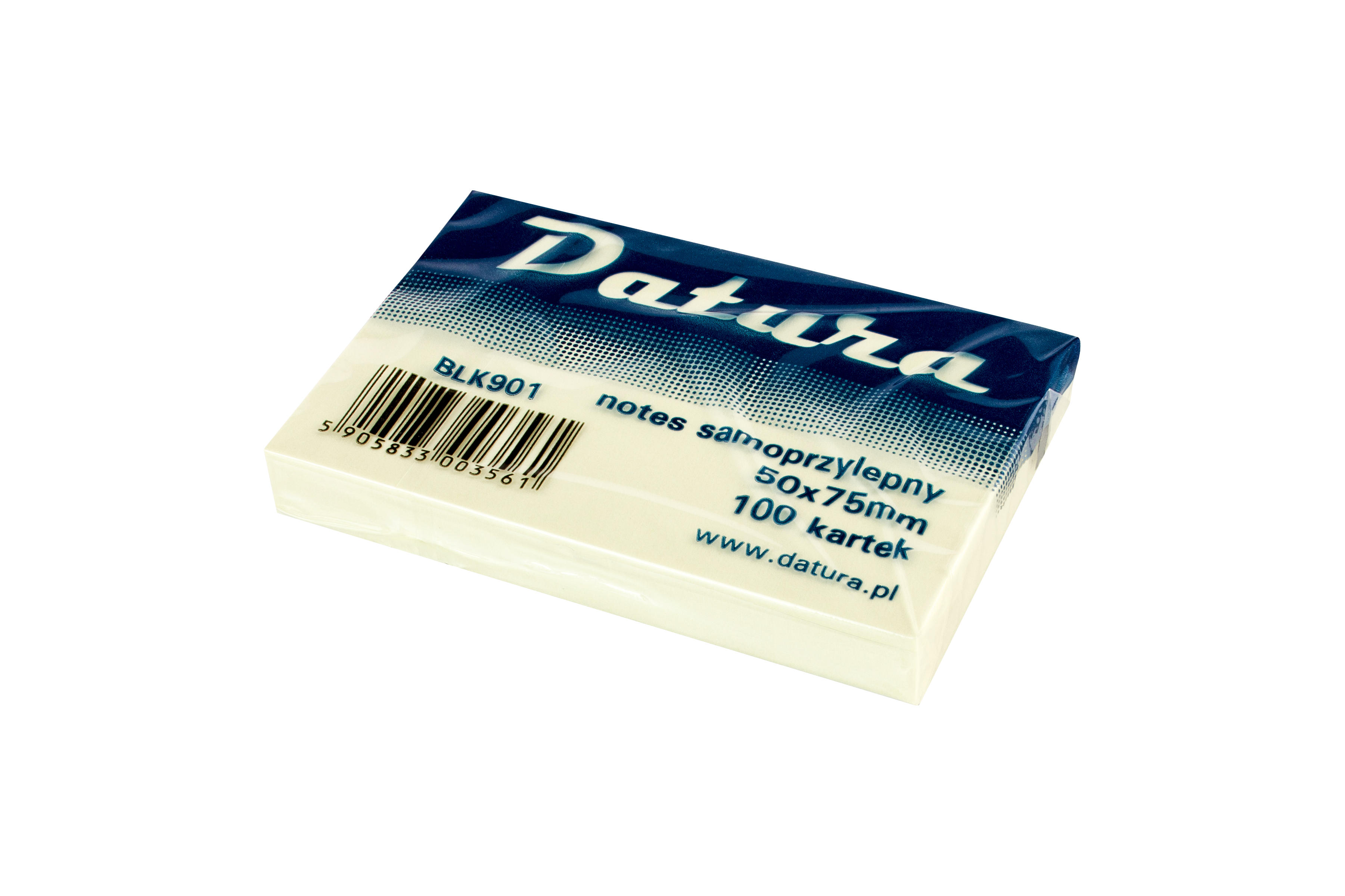 Bloczek samoprzylepny 50x75 żółty DATURA NS50/75/D 100 kartek